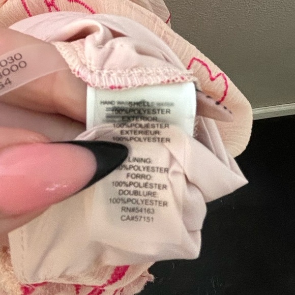 KENSIE Floral Embroidered Puff Sleeve Chiffon Midi Dress In Blush/ Rasberry - Picture 8 of 8